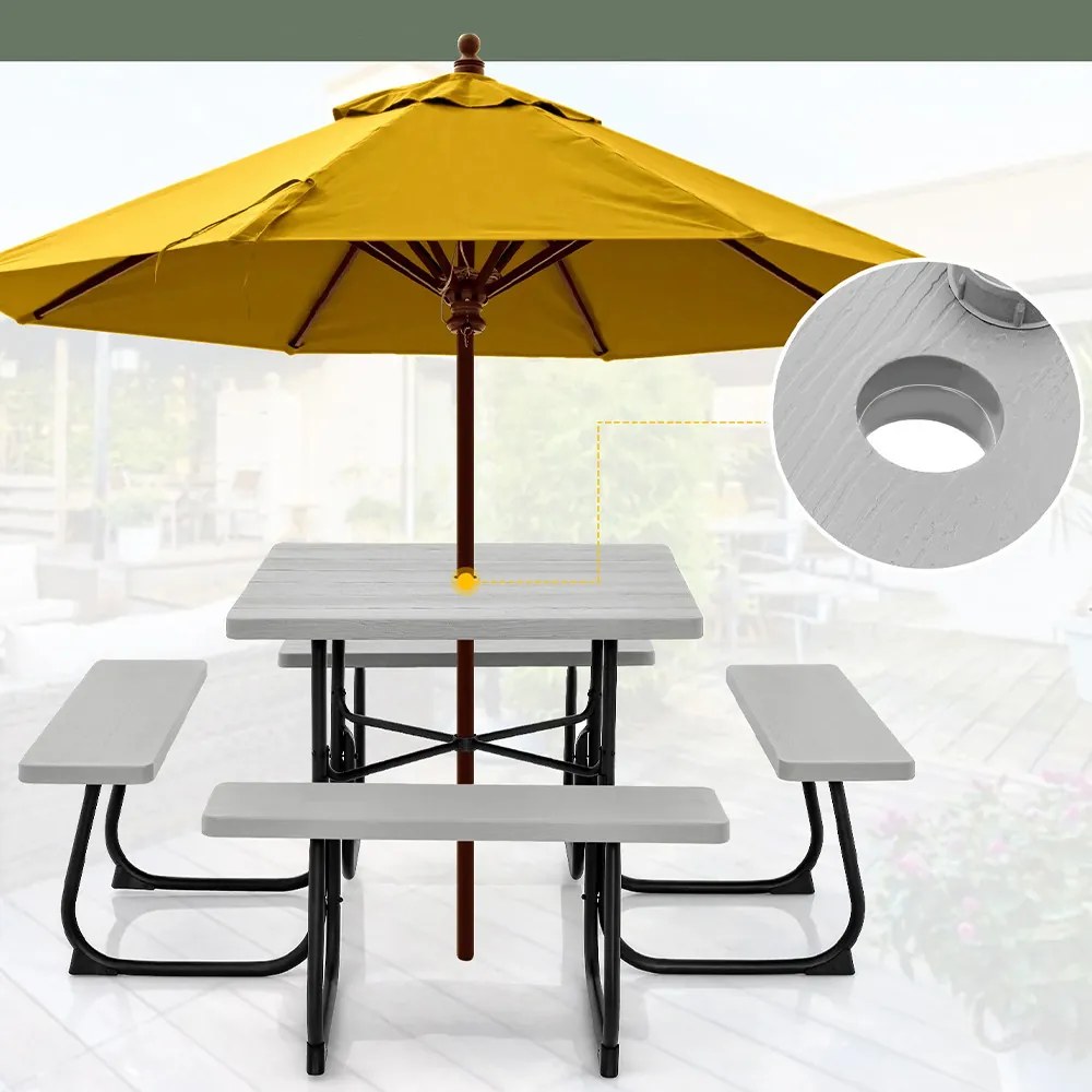 4 személyes piknik asztal napernyőtartóval