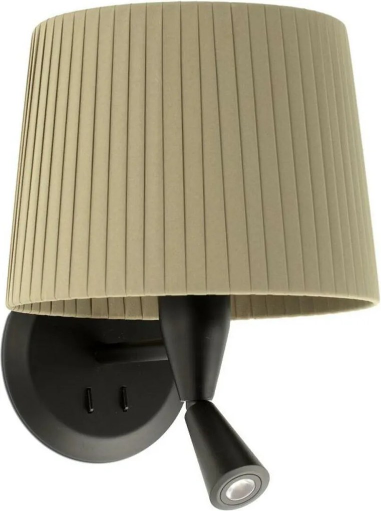 Faro Samba fali lámpa fekete/zöld Led olvasólámpával, textil ernyővel