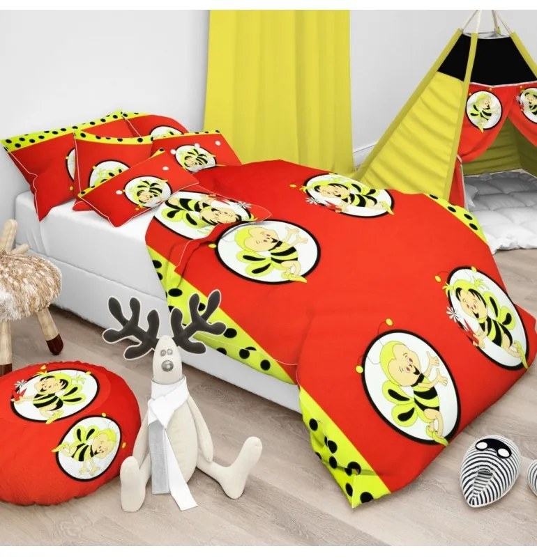 EMI méhecskés piros gyerek ágyneműhuzat, Párna 70x90