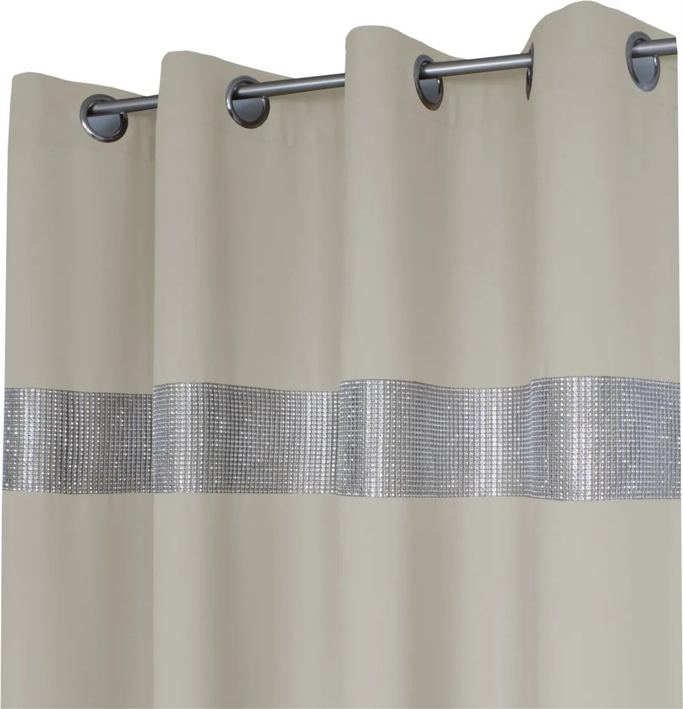 Függöny Kész Panama Strasszos Átlós Függöny 145x250 Krémszínű