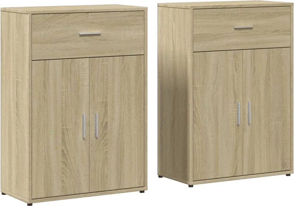 vidaXL 2 db sonoma tölgy színű szerelt fa tálalószekrény 60x30x84 cm