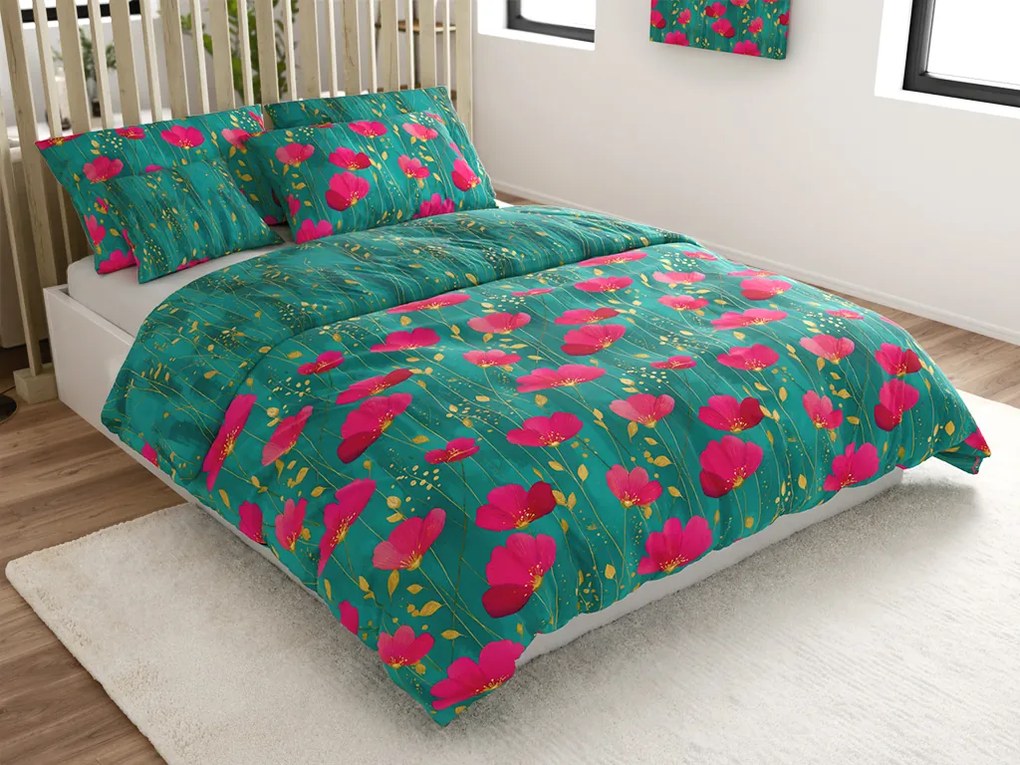 Pamut ágyneműhuzat VIVIDELLE POLY zöld Ágyneműhuzat mérete: 2 db 70 x 90 cm | 200 x 220 cm