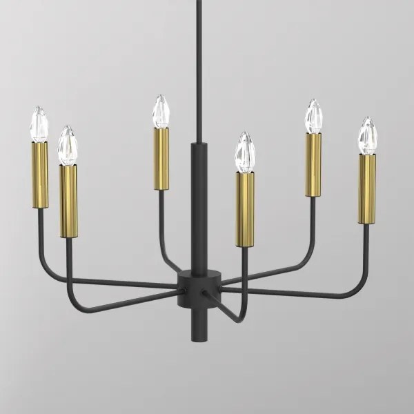 Csillár zsinóron AKASYA 6xE14/15W/230V fekete/arany