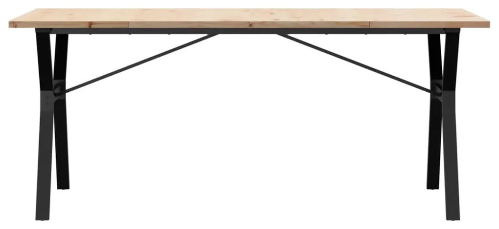 tömör fenyőfa és öntöttvas étkezőasztal Y-vázzal 180x90x75,5 cm