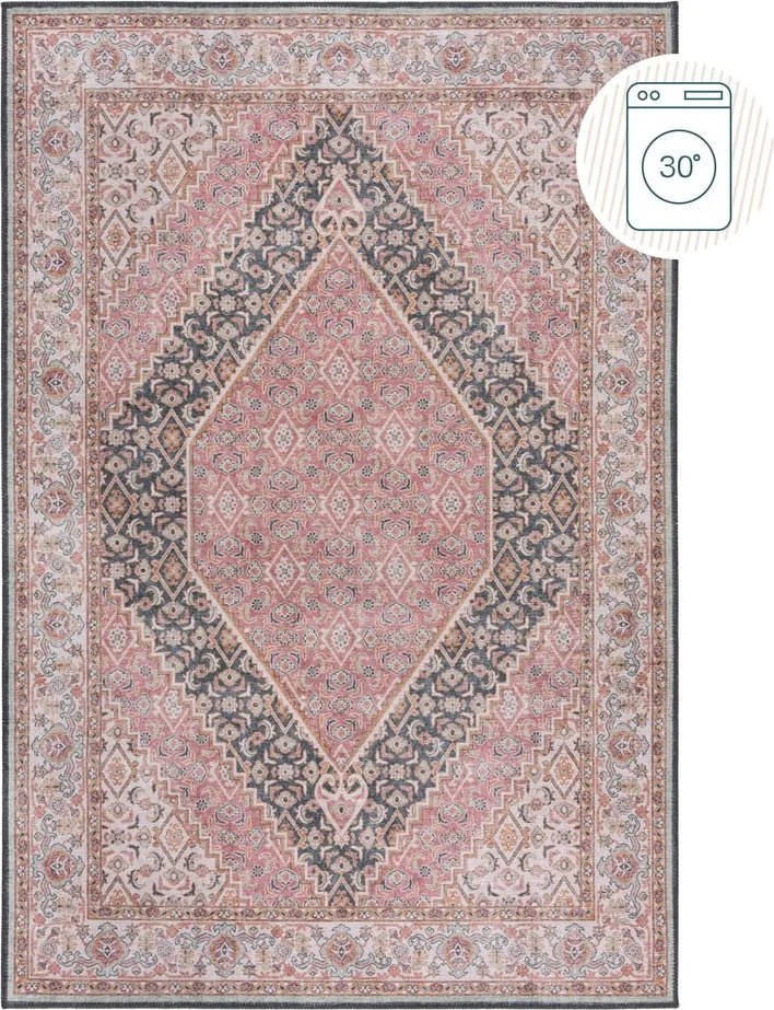 Rózsaszín mosható szőnyeg 152x230 cm Briony Traditional – Flair Rugs