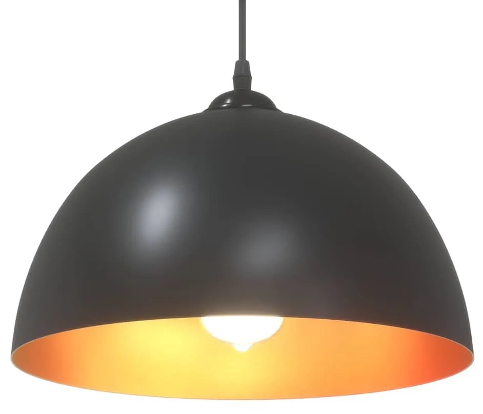 függőlámpák 2 db Állítható magasságú E27 fekete Ø 30 cm Fém