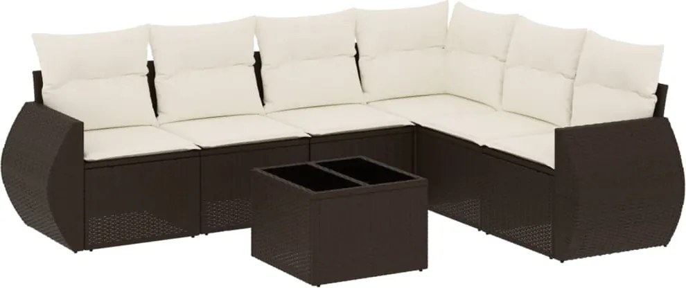 vidaXL 7 részes barna polyrattan kerti ülőgarnitúra párnákkal