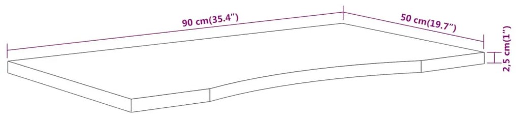 tömör akácfa téglalap alakú asztallap 90 x 50 x 2,5 cm