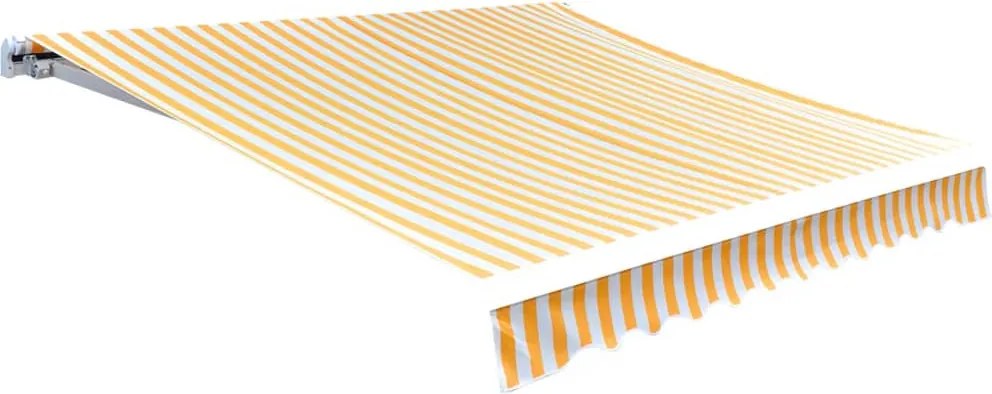Narancssárga-fehér vászon napellenző tető 5 x 3 m