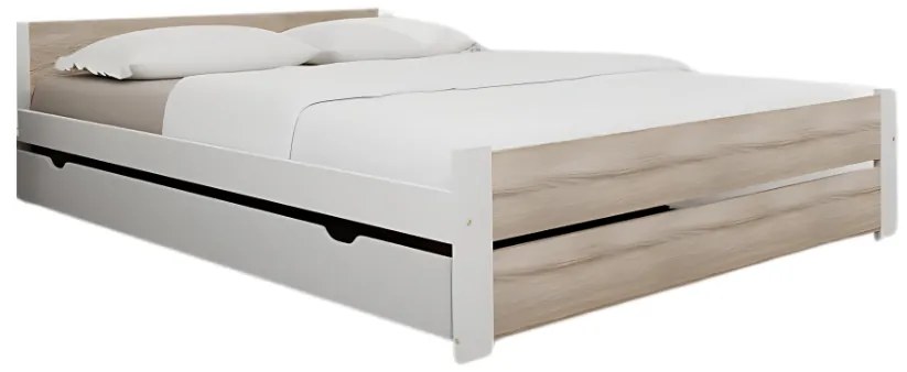 IKAROS DOUBLE ágy 120 x 200 cm, fehér/sonoma tölgy Ágyrács: Lamellás ágyrács, Matrac: Sommera matrac 18 cm