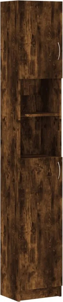 vidaXL füstös tölgy színű szerelt fa fürdőszobaszekrény 32x25,5x190 cm
