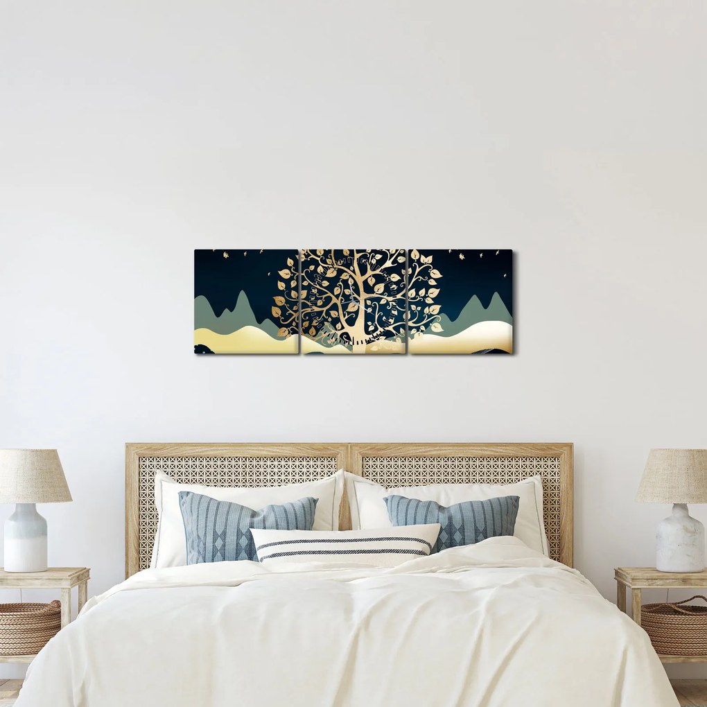 Egy aranyfa képe (órával) (90x30 cm)