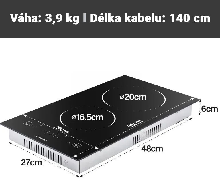 JAGO Főzőlap kerámia GLKM01 3000 W