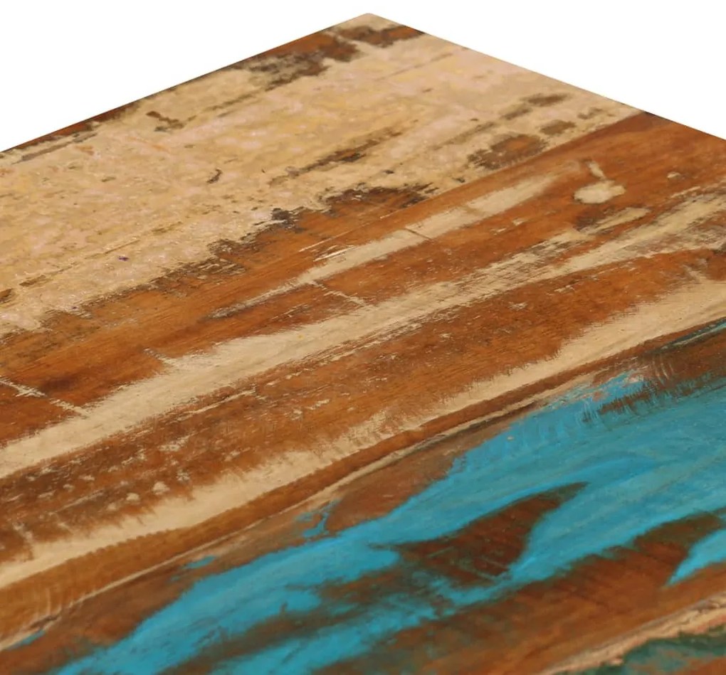 Tömör újrahasznosított fa és acél dohányzóasztal 100x50x35 cm