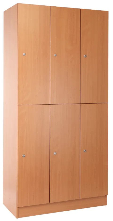 Visio fa szekrény - 6 doboz, 90 x 45 x 185 cm, hengeres zár, bükkfa