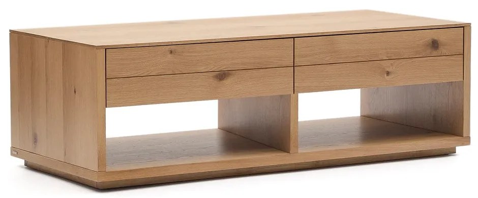 Natúr színű dohányzóasztal tölgyfa dekorral 60x140 cm Alguema – Kave Home