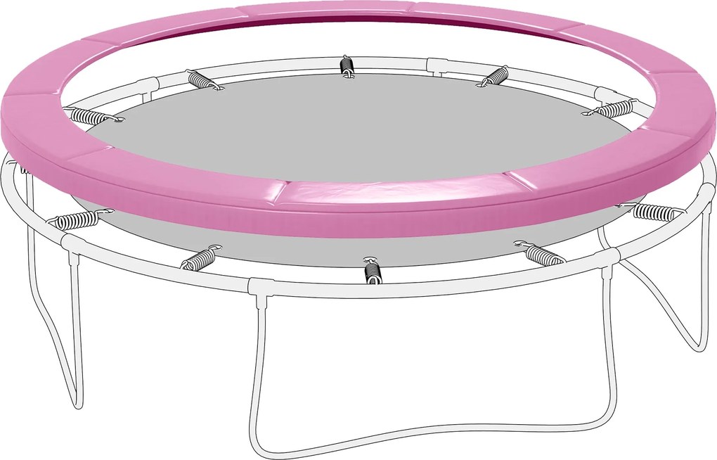 SPORTNOW trambulin élvédő 305 cm — szakadás- és UV-álló rugóborítás, vízálló szegélyvédő kerti trambulinekhez — rózsaszín | Aosom