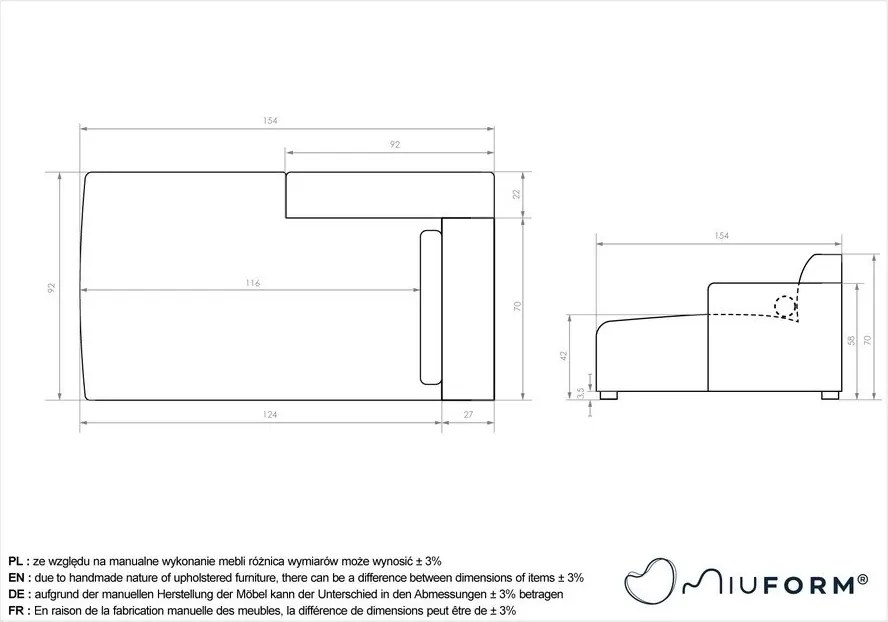 Világosszürke kanapé modul (bal oldali) Flex Felix – Miuform