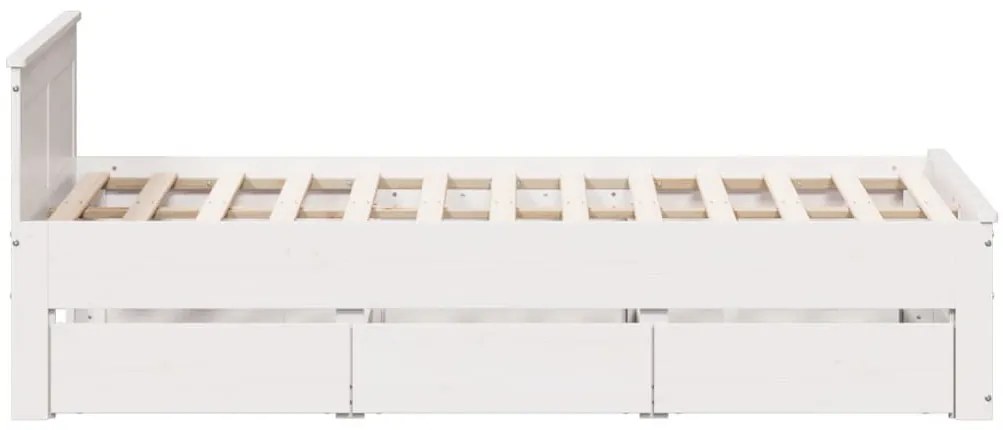 fehér tömör fenyőfa fejtámlás ágykeret matrac nélkül 120x200 cm