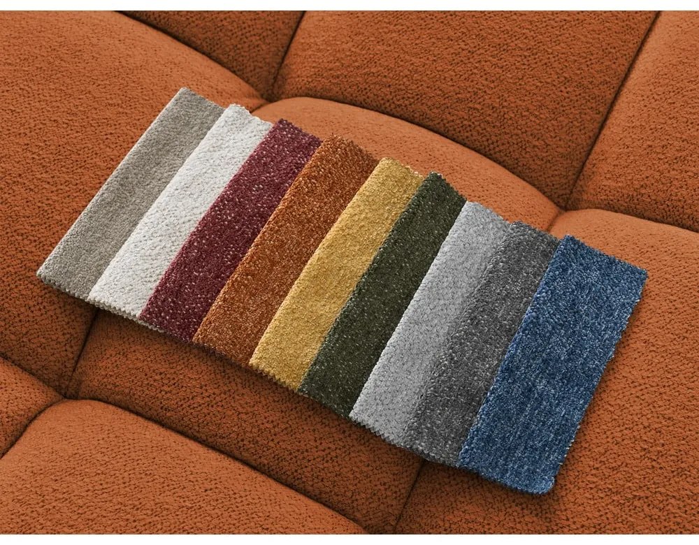 Terrakotta színű zsenília kinyitható-tárolóhelyes sarokkanapé (jobb oldali-U alakú) Everest – Bobochic Paris