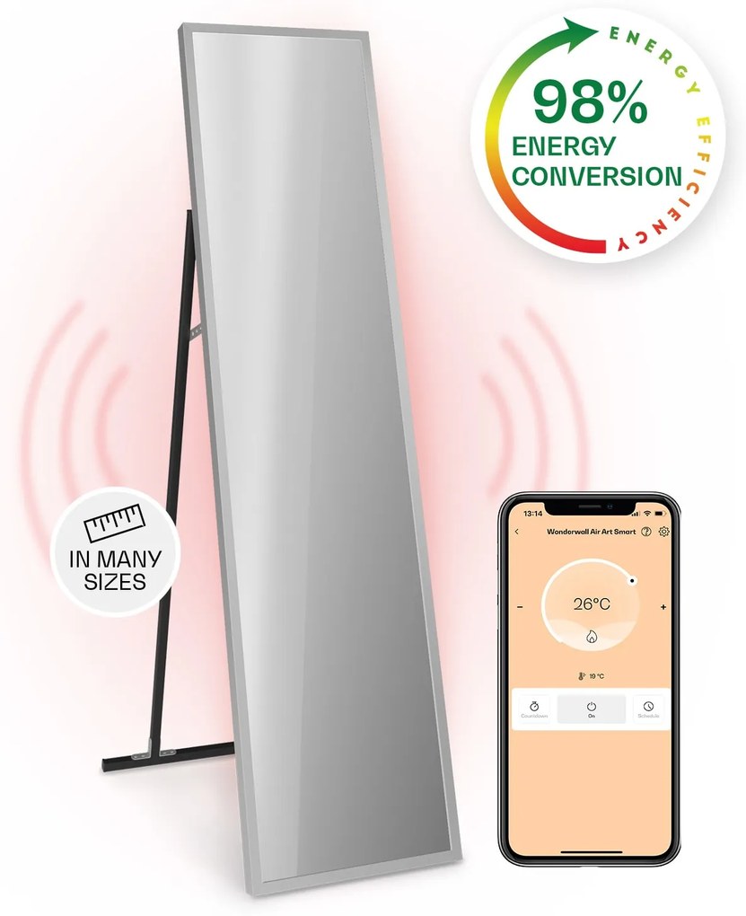 Klarstein La Palma 900 smart, infravörös hősugárzó, 40 x 160 cm, 900 W, tükörállvány