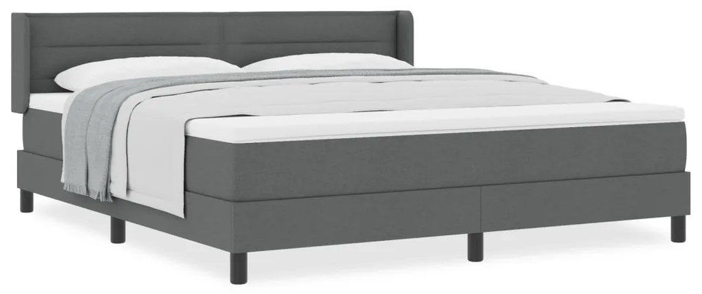 Boxspring ágy matraccal, sötétszürke, 180 x 200 cm, szövet.
