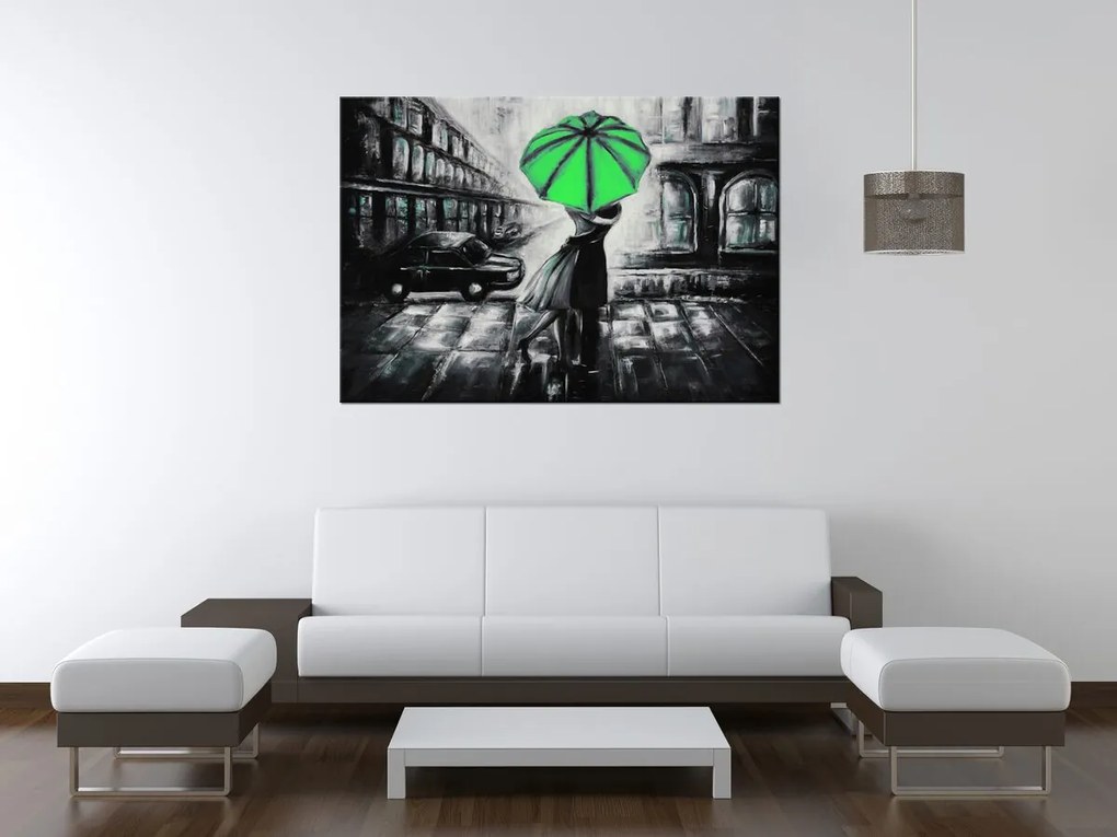 Gario Kézzel festett kép Zöld csók az esoben Méret: 120 x 80 cm