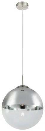 Globo 15853 Függeszték, nikkel matt, üveg átlátszó,króm, ø: 300, Foglalat típusa:1xE27 60W 230V