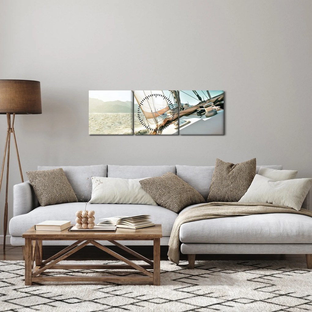 Kép - Hajó (órával) (90x30 cm)