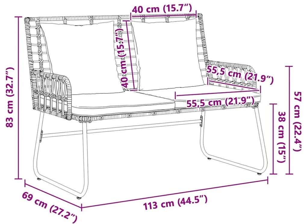 Kert étkező szett 3 pcs Barna és Fekete és Krém