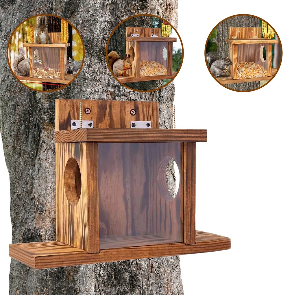 Mókusház Fa mókus etető napellenzővel 24x35 CM