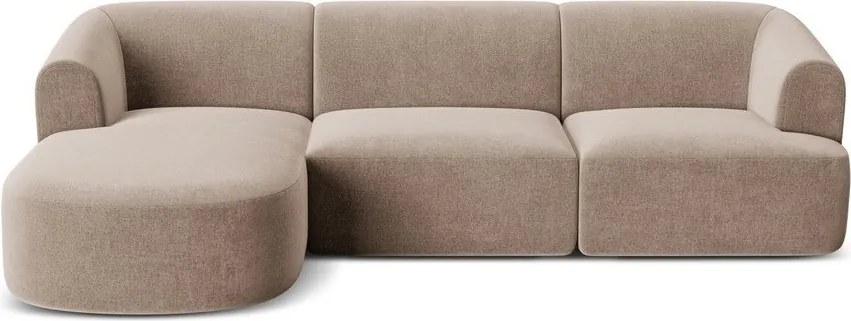 Világosbarna bársony sarokkanapé (bal oldali-heverő résszel) Campi – Cosmopolitan Design