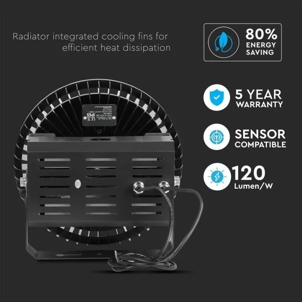 LED állítható fényerejű ipari High Bay lámpa 500W 230V 4000K IP65 fekete