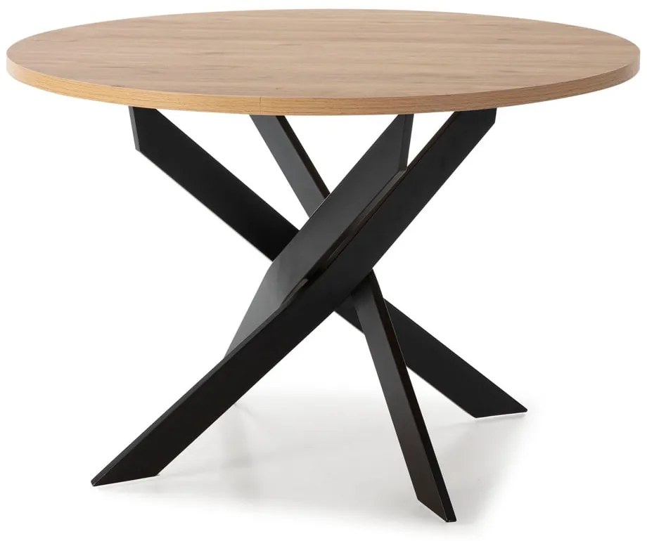 Kerek étkezőasztal tölgyfa dekoros asztallappal 120x120 cm Ther – Marckeric