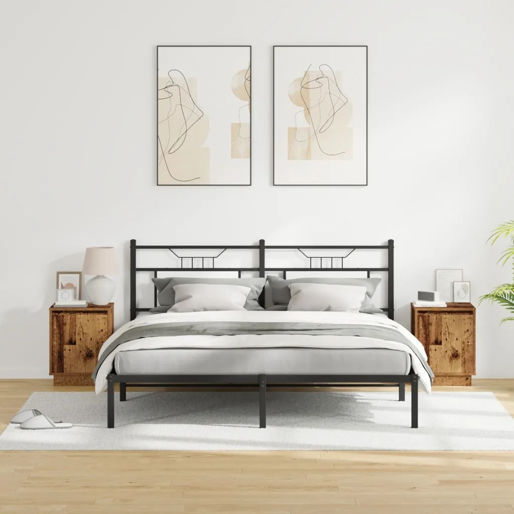 Éjjeli szekrény LED lámpákkal 2 db Régi fa 39x34,5x50 cm
