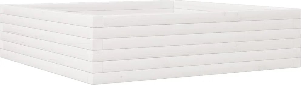 vidaXL fehér tömör fenyőfa kerti virágláda 90 x 90 x 23 cm