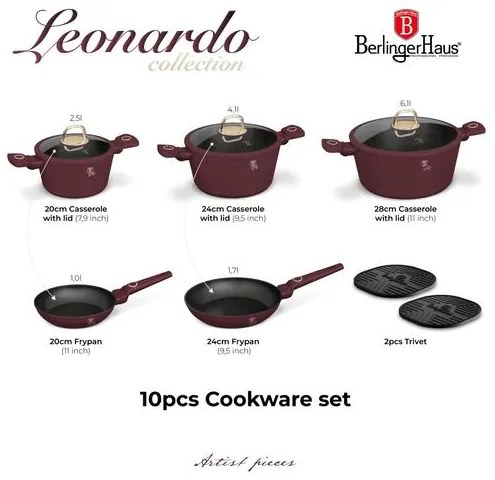 BerlingerHaus 10 részes edénykészlet Leonardo Collection BH/8050N