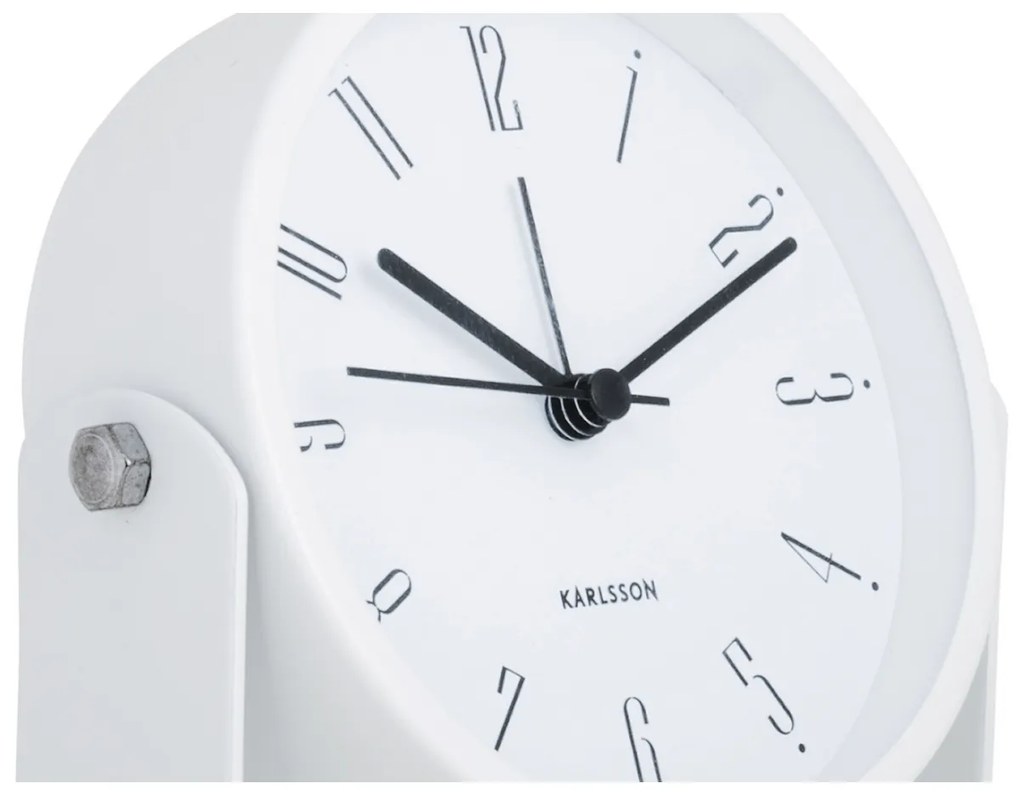 Karlsson 5989WH design ébresztőóra fehér, átmérő 12 cm