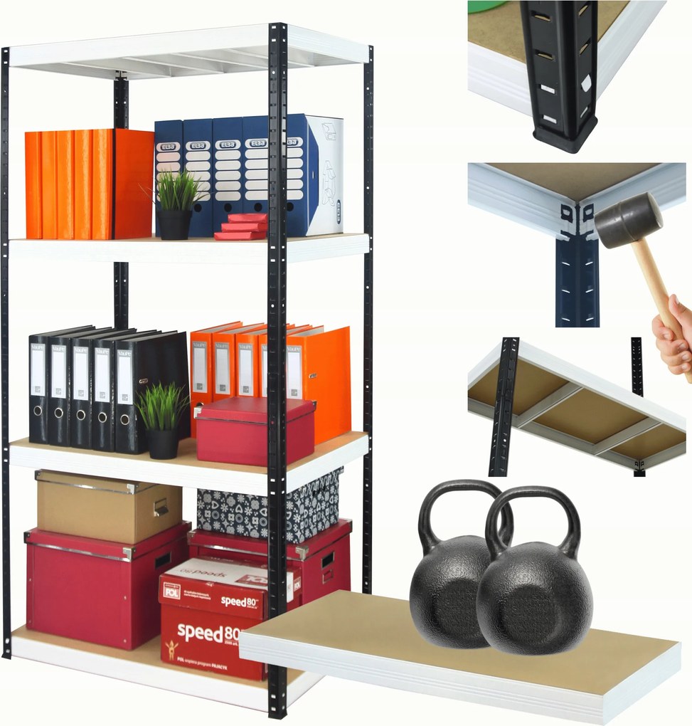 Fém tároló állvány garázs állvány Helios 180x100x60cm 4Px275kg Pl