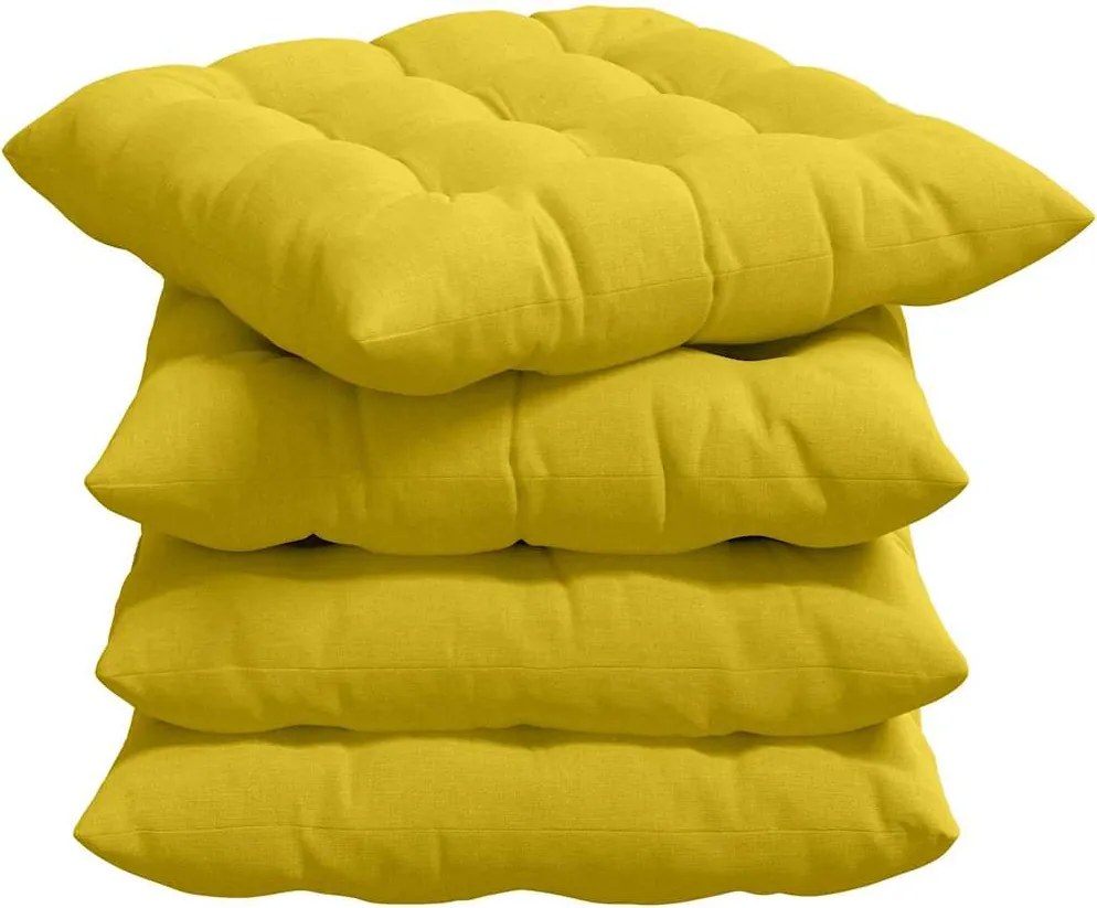 vidaXL Ülőpárnák 4 pcs Világos sárga 40 x 40 x 6 cm szövet