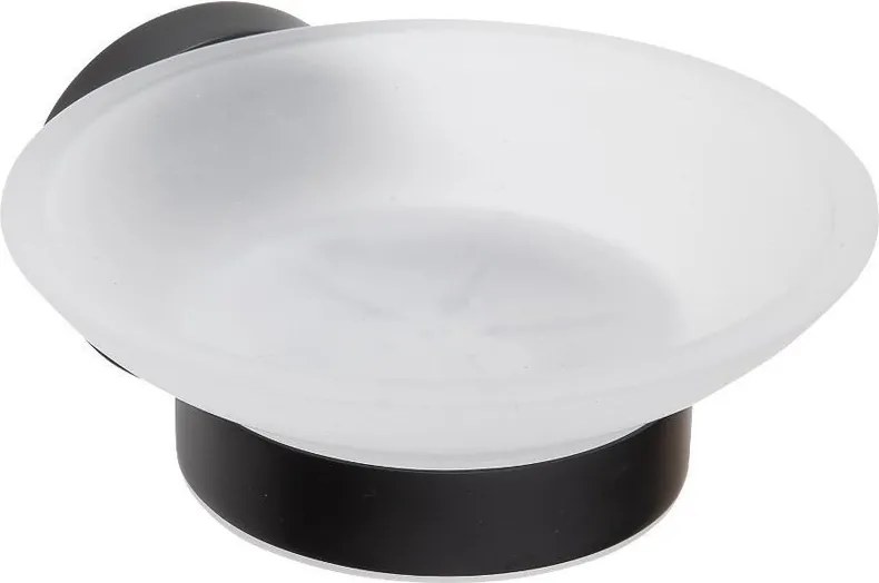 X-round Black szappantartó, tejüveg, matt fekete