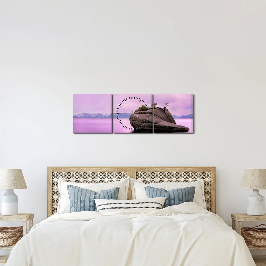 Kő a tengerben képe (órával) (90x30 cm)
