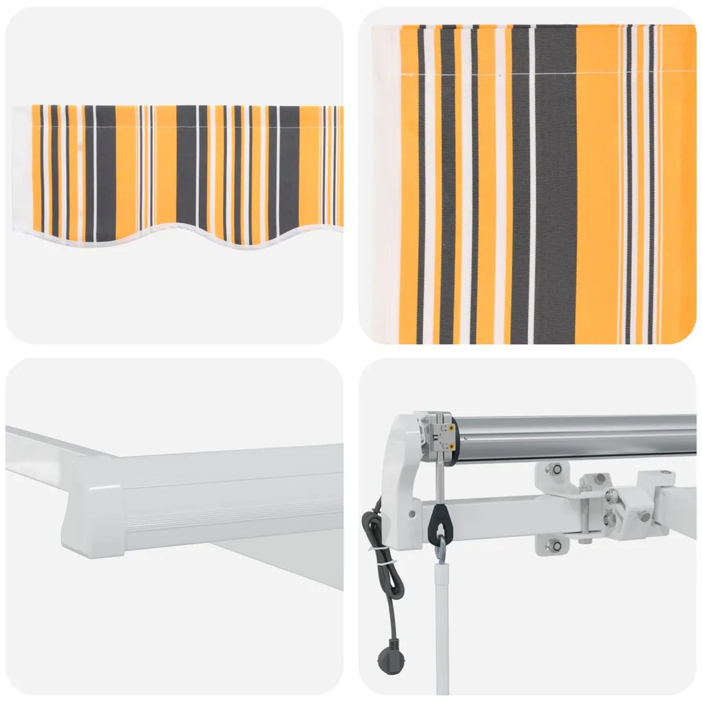 Automatikus Behúzható Napellenző Multiszínű Csík 400x300 cm