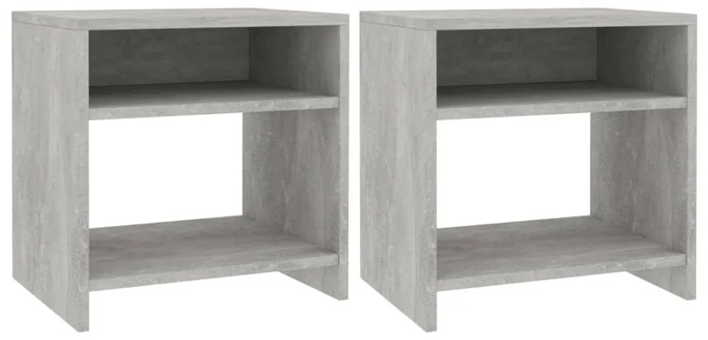 2 db betonszürke szerelt fa éjjeliszekrény 40 x 30 x 40 cm