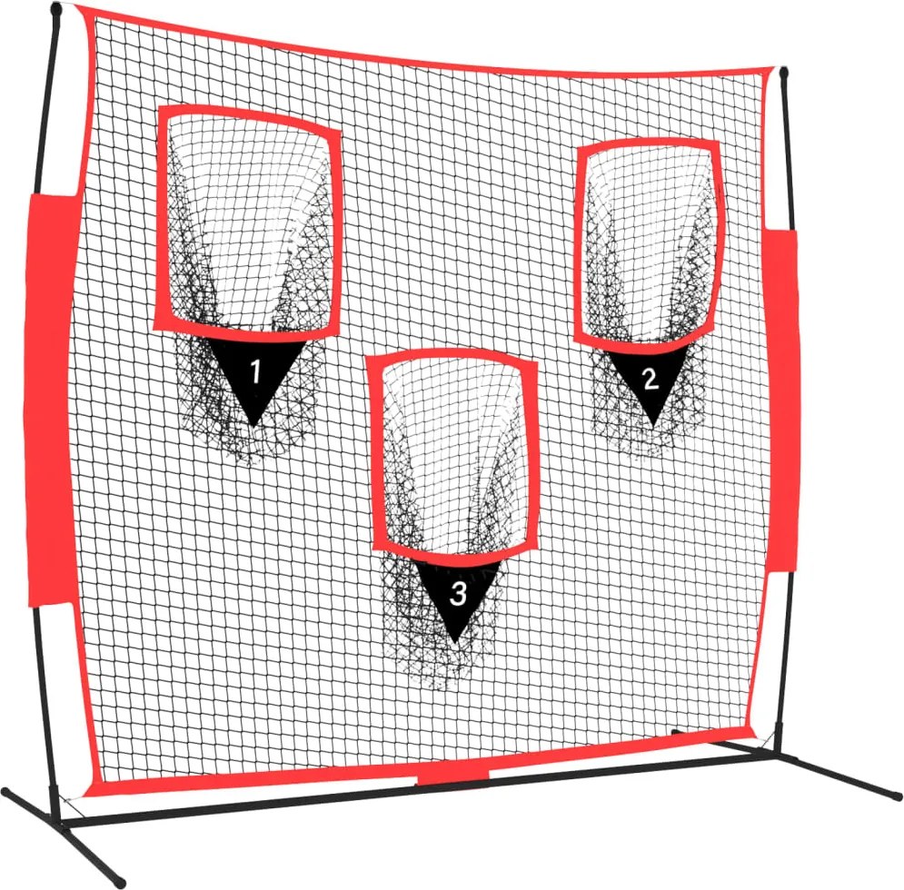 vidaXL hordozható fekete/piros poliészter baseballháló 183x105x183 cm