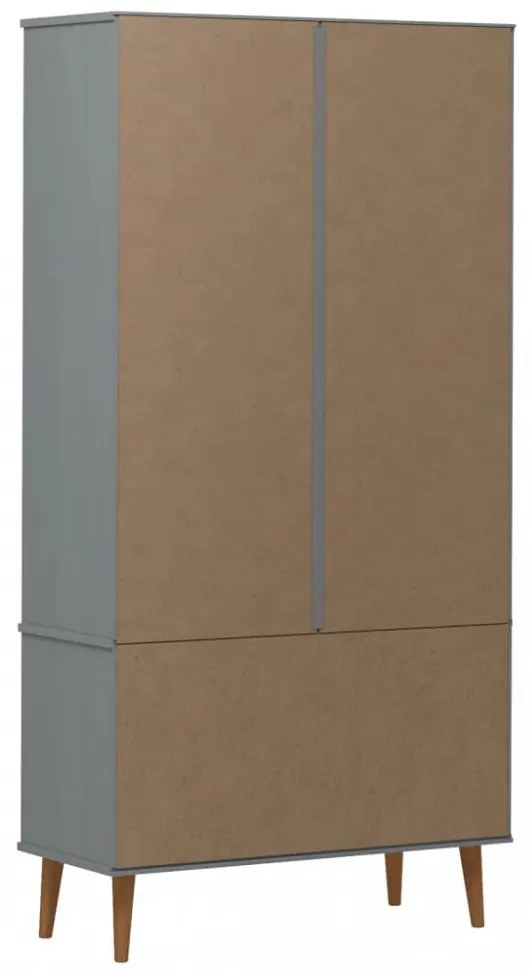 MOLDE szürke tömör fenyőfa vitrin szekrény 90 x 35 x 175 cm