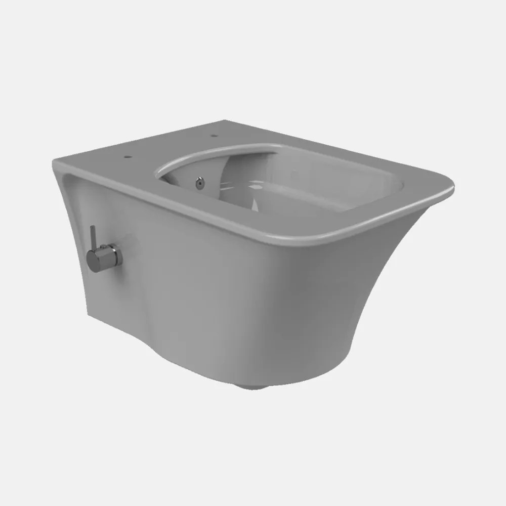 CeraStyle IBIZA fali WC - MATT SZÜRKE - BEÉPÍTETT bidé funkcióval - perem nélküli - 51 cm