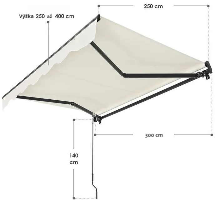Juskys Napellenző 300 cm - krém