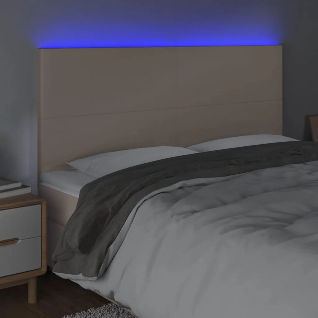 cappuccino műbőr LED-es fejtámla 160x5x118/128 cm