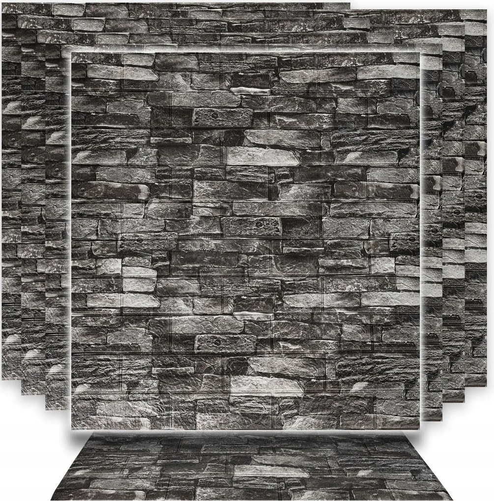 10x 3D Falpanelek Öntapadós Habszivacs Xpe Tégla Fekete Tapéta 77x70cm